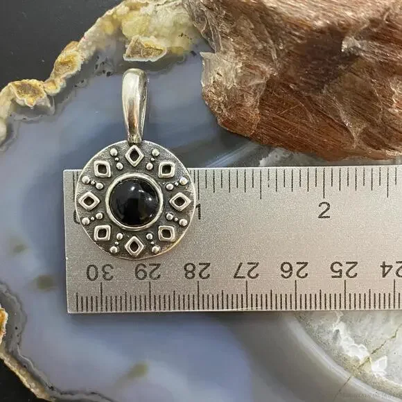 Carolyn Pollack Sterling Onyx Double Sided Decorated Serpent Pendant For Women - Picture 9 of 10